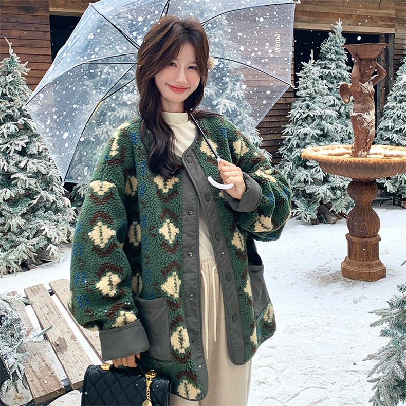 现货两面穿羊羔毛外套2C007-176-P205-K308,女装棉衣/棉服,2C007