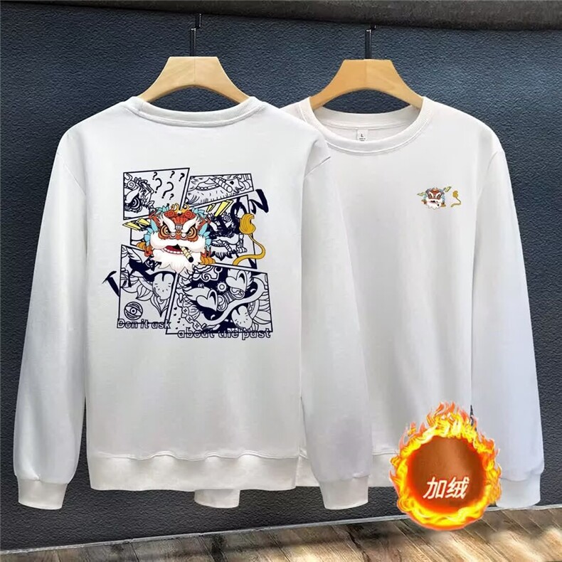 高级感ins风黑色无帽卫衣男2025秋冬新款街头宽松加绒上衣外套潮，女装短外套，星座506A