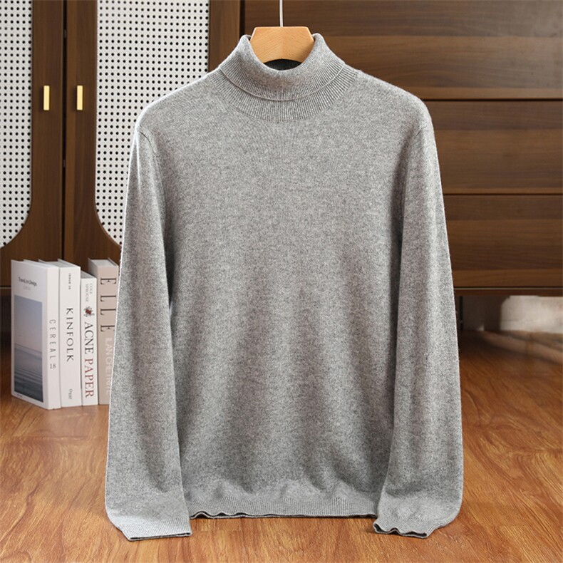 2024秋冬新款35%男士12针高翻领套衫，男装羊绒套衫，隆格羊绒