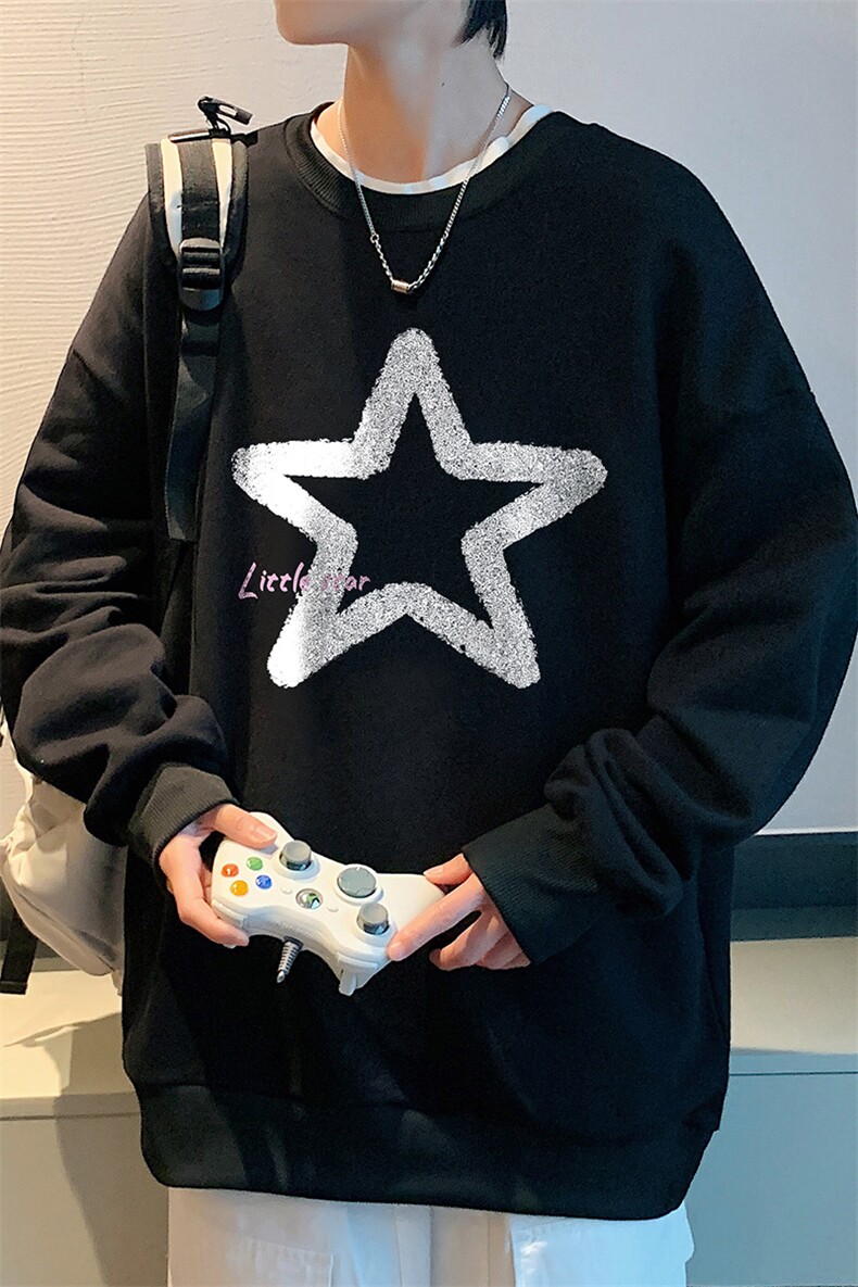 S6286-P28秋季圆领卫衣男大码韩版宽松长袖外套,男装卫衣,电商A040
