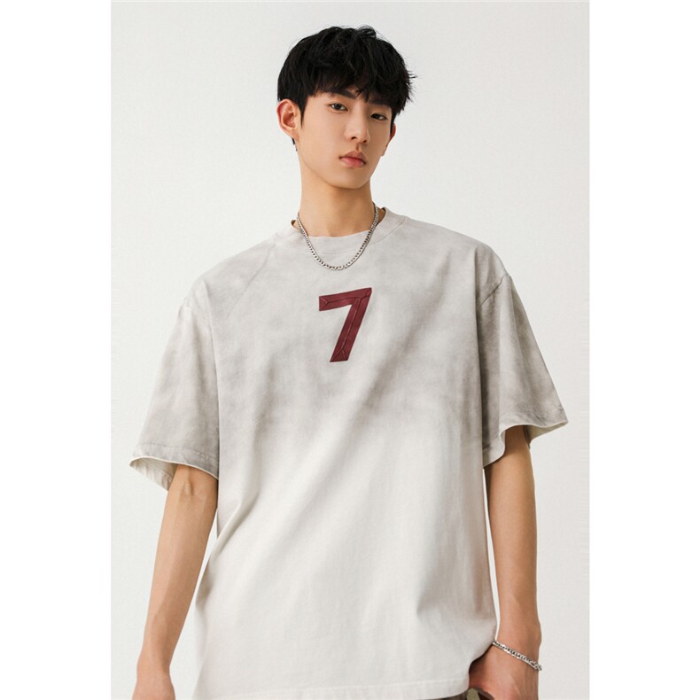 2026新款潮牌短袖宽松韩版字母印花扎染工艺T恤T8823/P5588，男装T恤，星座202