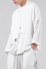 夏防晒服短袖衬衫披风情侣道袍和服日系开衫古风风潮F13/P60，男装防晒衣，钱塘713