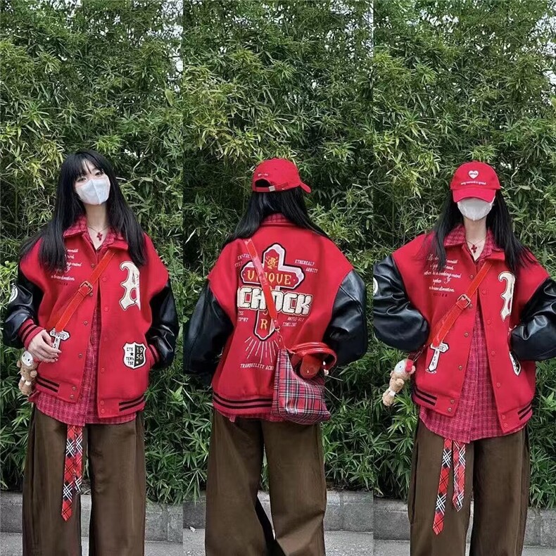 美式棒球服外套男春夏季2025新款大码日系宽松潮流痞帅高级感夹克,男装夹克,星座506A