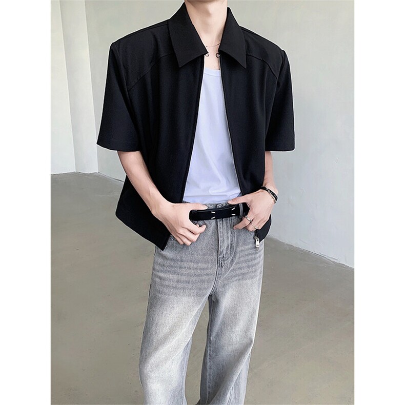 春夏季cleanfit简约短款夹克男痞帅黑色短袖外套JK933P85,男装夹克,星座512-1（原513-3）