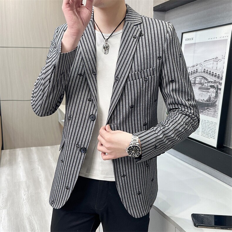 春秋帅气休闲韩版修身提花男士小西服两扣西服XZ613B-5312-P70,男装西服,星座613B