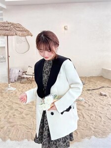 高品质韩版撞色拼接西装图片