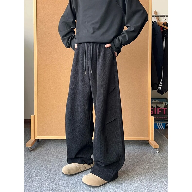 网图慎用麦穗纹褶皱雪尼尔纹理感大码休闲裤男K24063-特P38控75,男装休闲裤,电商A001-1