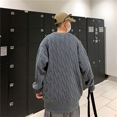 麻花毛衣男宽松慵懒风bf韩版潮流打底圆领针织衫秋冬MY9019-P45，男装针织衫/毛衣，星座1008