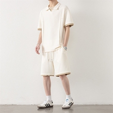 纯色二开TZ25318-特P60短袖T恤短裤青少年休闲运动套装POLO衫，男装Polo衫，电商D310B
