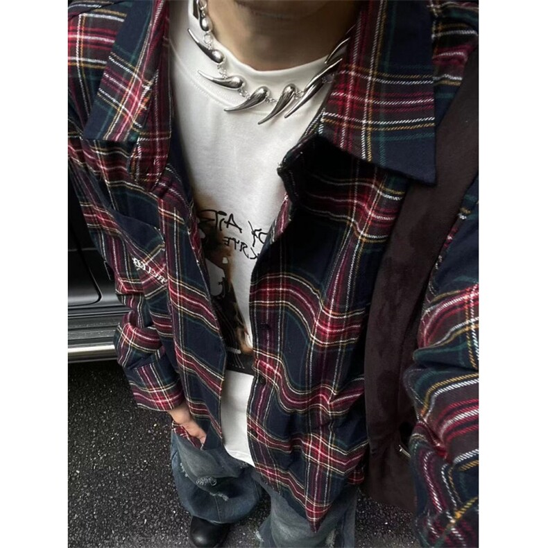 复古宽松条纹长袖衬衫男女百搭日系打底翻领衬衣休闲 C5502图片