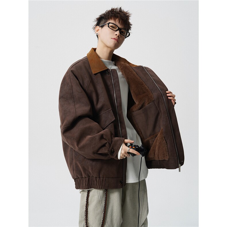 MY647P130控208翻领拼接兔毛内里加绒加厚外套棉衣棉服,男装棉衣,电商B205
