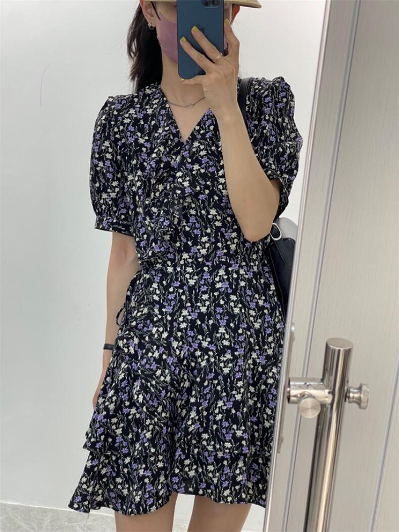 韩版收腰款碎花裙，其它，玩美