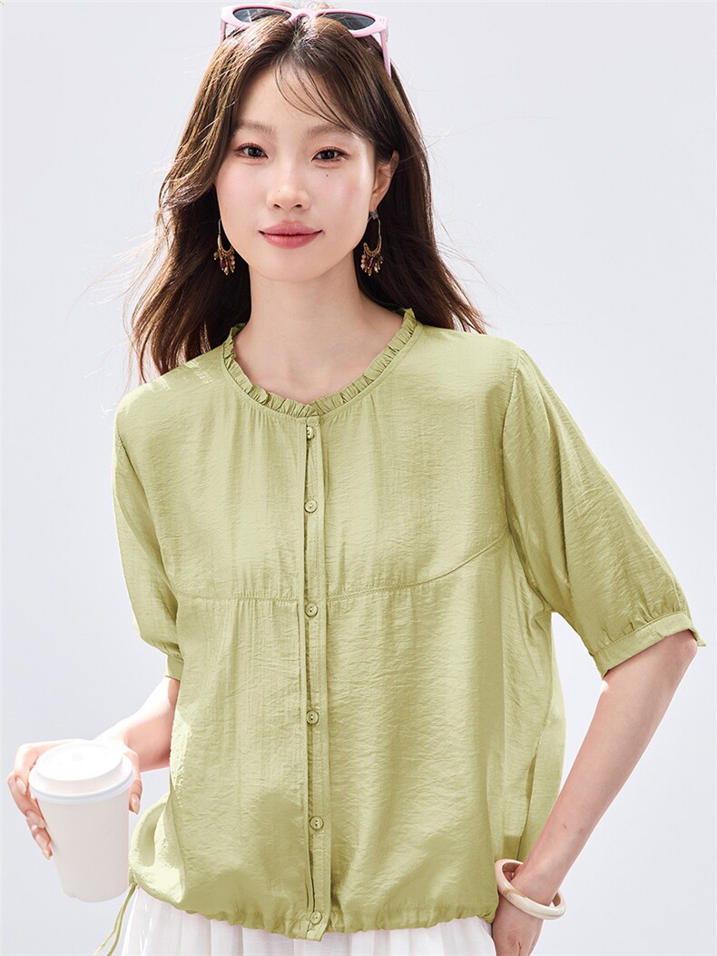 现货2026夏装休闲凉爽短袖衬衣,女装衬衫,木子恋
