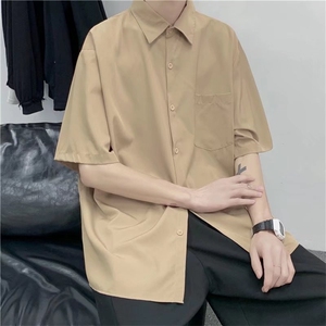 夏男短袖衬衫冰丝纯色丝滑五分袖衬衣CS618 P28图片