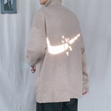！冬季潮牌反光高领毛衣男百搭粗针加厚长袖针织衫GM601P55，男装针织衫/毛衣，电商B220