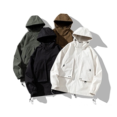 秋季冲锋衣连帽夹克男宽松落肩纯色上衣外套DSA157B-JK729-P70，男装夹克，电商A157B