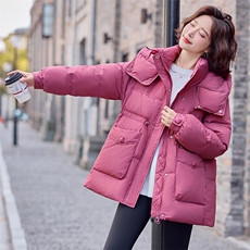 羽绒服女中长款2025冬季新款女装时尚气质连帽白鸭绒外套潮！现货，女装羽绒服，慧尚依恋