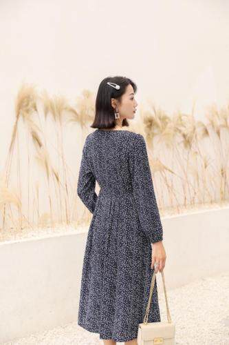 2021春季新品韩系小碎花连衣裙，女装连衣裙，荷塘月色