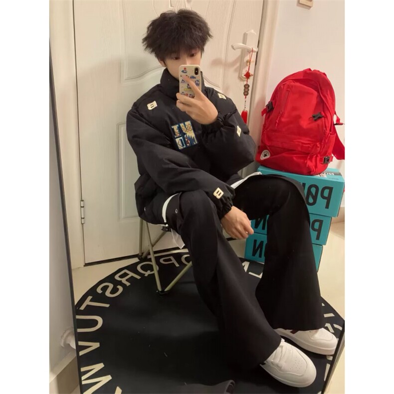 1506-1/M90011/P89美式复古刺绣字母立领棉服宽松保暖情侣外套,男装棉衣,星座1506-1