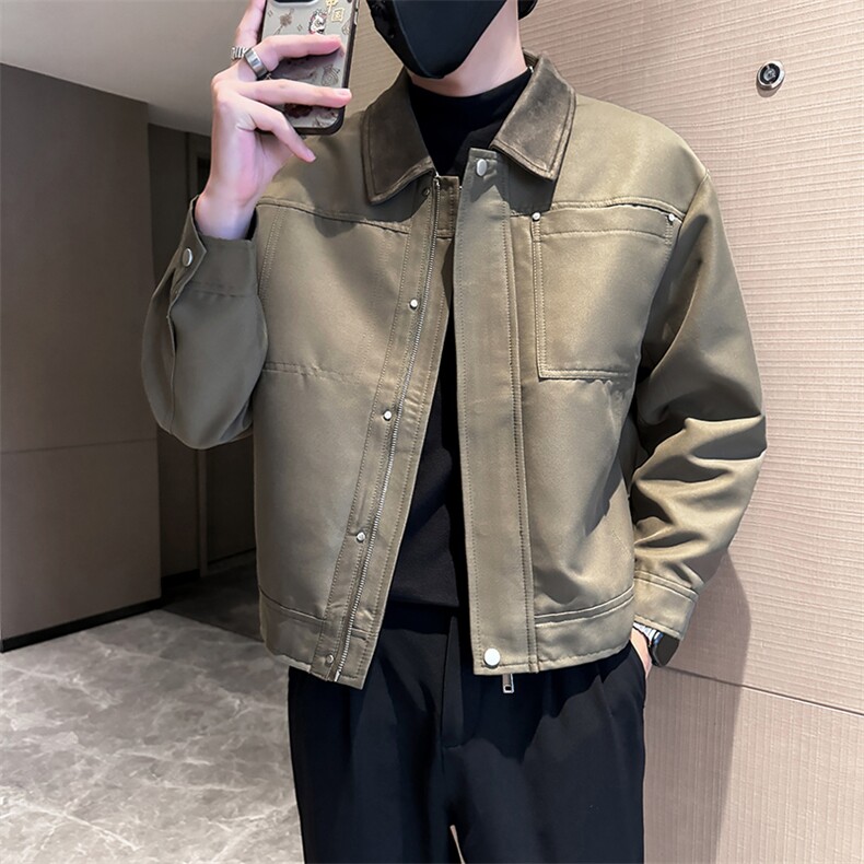 社会小伙高端短款宽松韩版大衣外套风衣夹克男A236-FY8019-P125,男装夹克,电商A236