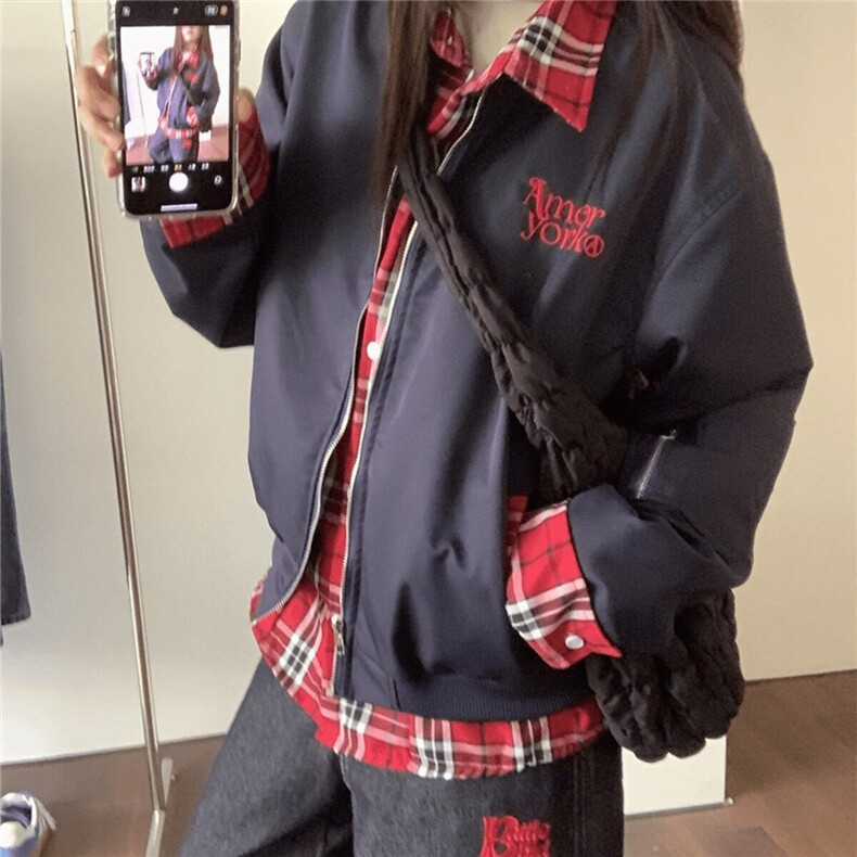 【有货】DJ62-P75美式潮牌假两件刺绣工装外套设计感宽松上衣,男装夹克,星座603-2