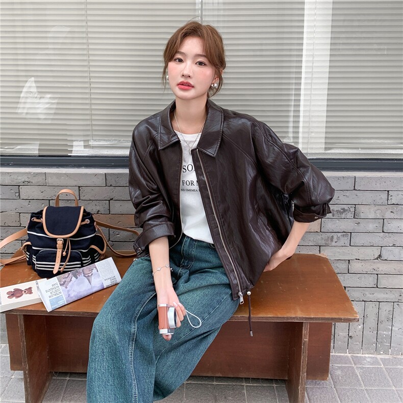 秋装新款现货女士精品蛋白皮短外套2C271-9556-P150K228,女装皮衣,2C271