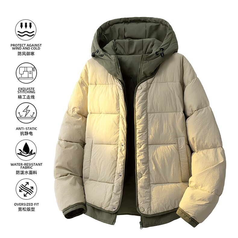 日系复古假两件连帽棉衣男冬季宽松情侣冬季棉服M0829-P103,男装棉衣,星座308B-2