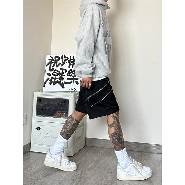 B221 美式ins高街暗黑小众拉链宽松五分裤短裤 LK23061-P50 控68图片