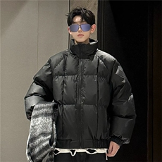 网络图吐司方格pu皮蓬松保暖棉服防水棉衣M2509-P95，男装棉衣，电商A128