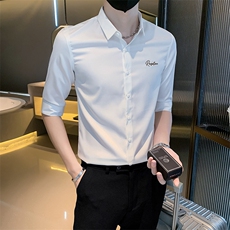 B302CS251P502023夏装潮男装中袖衬衫刺绣玫瑰花社会小伙风，女装衬衫，电商B216（原B302）