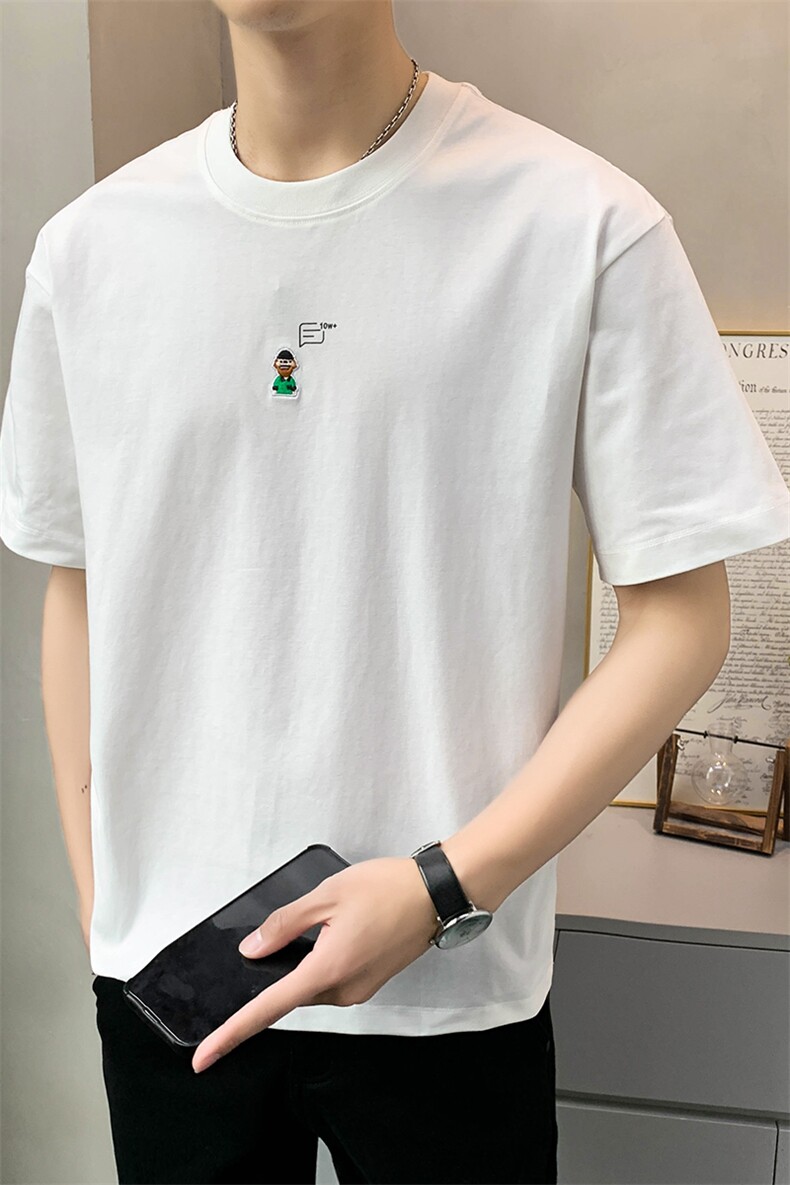直播店主风夏百搭人物字母T恤短袖社会小伙A236-23351-P50控70,男装T恤,电商A236