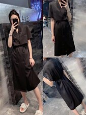 2022秋季新款通勤简约双排扣中长款连衣裙，女装连衣裙，L·H·X