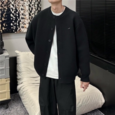 网图加厚现货84890-P70纯色男女同款宽松慵懒风针织开衫毛衣外套，男装针织衫/毛衣，电商D310B