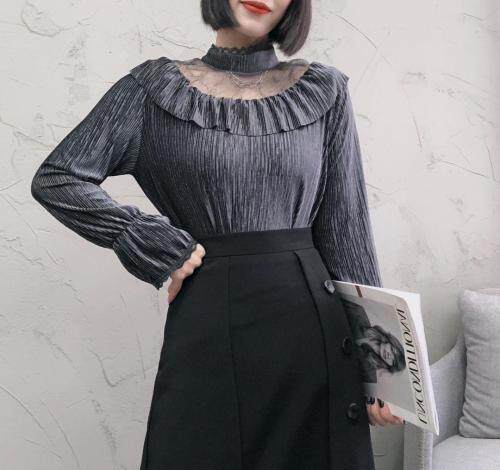 【丝绒拼接打底衣】春季新款，女装，易霏金熙