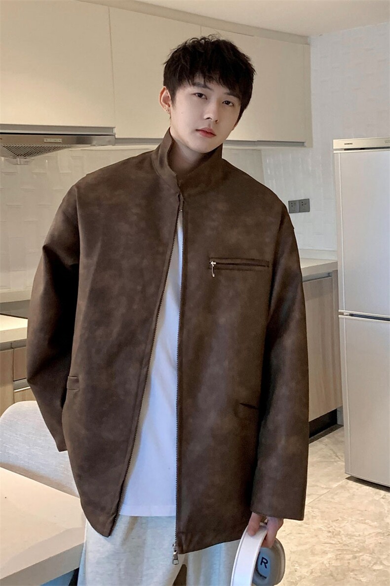 1美式PU皮复古面料立体裁剪大码M-5XL皮衣夹克JK77913P95控148,男装夹克,星座226-2