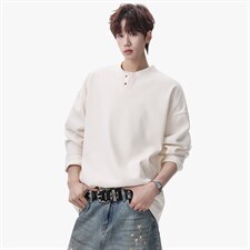 卫衣男春季新款港风宽松华夫格大码长袖T套头外套CX5701-特P28，男装T恤，星座214-3