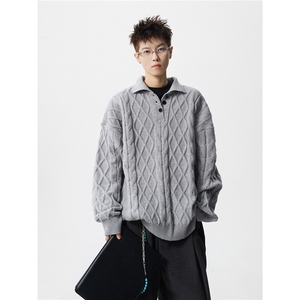 8XL-M韩版polo领麻花针织大码翻领慵懒风宽松百搭毛衣MY1518P75图片