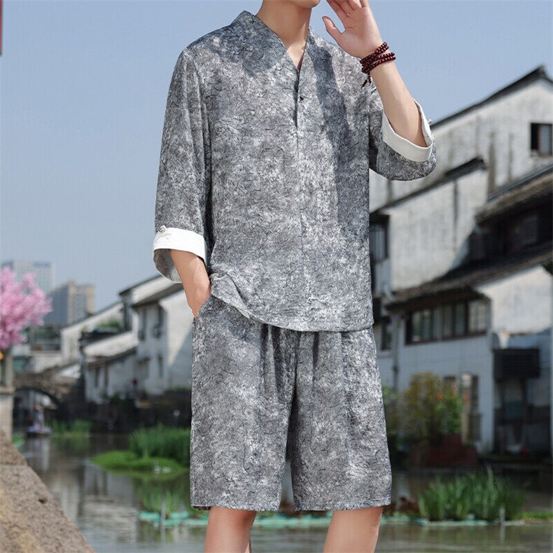 2025春季新款男装新中式汉服衬衣风复古禅服盘扣衬衫C97-P95,男装衬衫,电商B277(原6028)