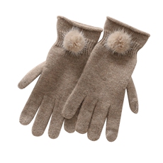 秋冬季335%羊绒休闲百搭优雅貂绒毛球手套，手套，蒙娇羊绒