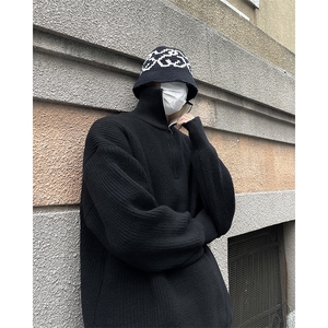 B278-P56 日系ins复古半拉链毛衣男冬季潮牌简约宽松保暖针织衫图片