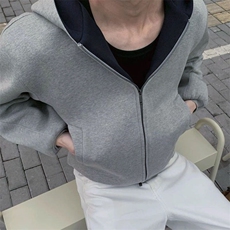 抖音得物高品质二开25秋冬美式重磅宽松结构双面连帽卫衣外套W68，男装卫衣，电商A486
