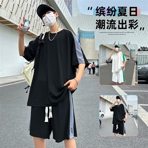 现货主推大码港风情侣冰丝防晒休闲日系运动套装男S07P50图片