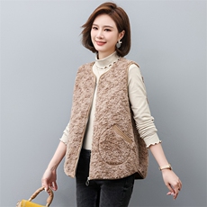 仿羊羔绒马甲女2022秋冬新品时尚宽松大码百搭中年妈妈装，女装大码女装，奕阳依阁