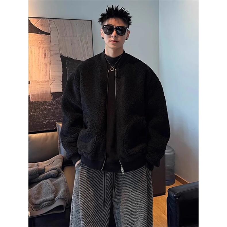 美式皮毛一体夹克棉服冬保暖羊羔毛颗粒绒外套XZ514-2-MY909-P105,男装夹克,星座514-2(原B239)