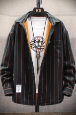 2020冬季加绒加厚休闲衬衫男保暖条纹衬衣DS604T，男装衬衫，电商A102