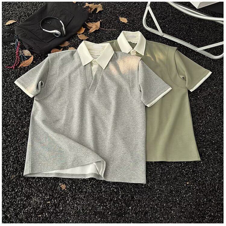 ins无品牌假两件polo衫短袖t恤男夏季痞帅百搭文艺原宿新款潮流,男装Polo衫,星座601-1