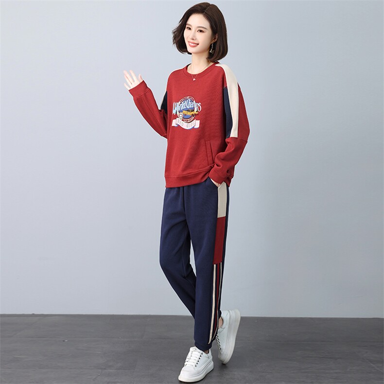 卫衣套装女2024新款春秋款时尚洋气爆款中年妈妈运动休闲两件套潮,女装套装/套裙,忆绮罗