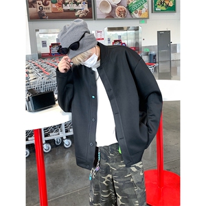 420克重磅棒球领纯色宽松休闲慵懒感上衣外套男女W4686-特价P58图片