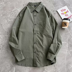 春高级感工装长袖衬衫男潮百搭日系宽松时尚休闲衬衣LS924P37，男装衬衫，星座1013-5