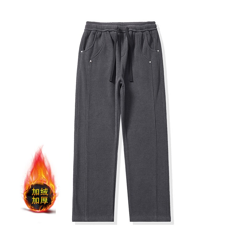 上新冬季加绒加厚华夫格设计感潮牌青少年运动裤子CK851加绒P48，女装休闲裤，星座301B-2（原A443-1）